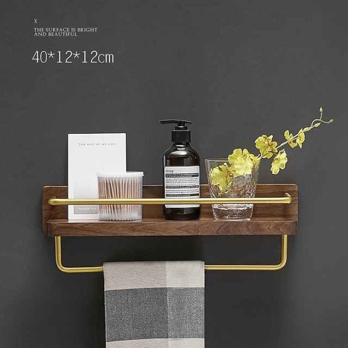 Black Walnut Bathroom Rack Free Punching Wall Hanging Storage Rack Toilet Toilet Vanity Makeup Rack