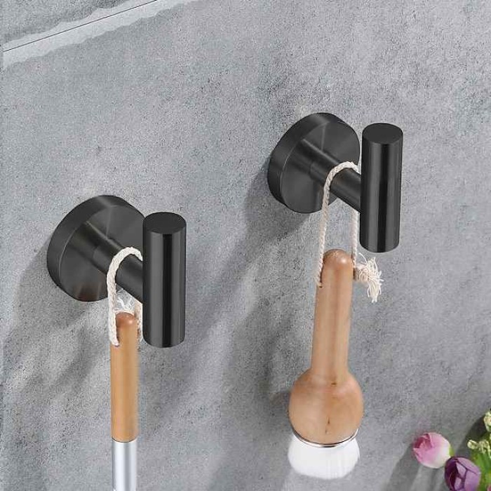 2PCS Robe Hooks Wall Mounted Clothes Hooks 304 Stainless Steel High Bearing Capacity Hooks for Bathroom/Kitchen