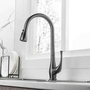 Kitchen Faucet with Pull-out Spray,Single Handle One Hole Brushed / Electroplated Pull-out / Pull-down / Standard Spout / Tall / High Arc Centerset