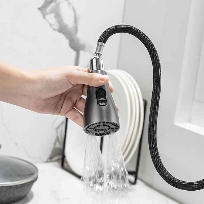 Kitchen Faucet with Pull-out Spray,Single Handle One Hole Brushed / Electroplated Pull-out / Pull-down / Standard Spout / Tall / High Arc Centerset