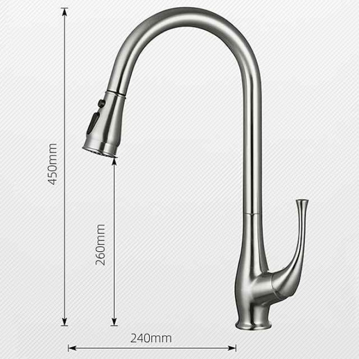 Kitchen Faucet with Pull-out Spray,Single Handle One Hole Brushed / Electroplated Pull-out / Pull-down / Standard Spout / Tall / High Arc Centerset