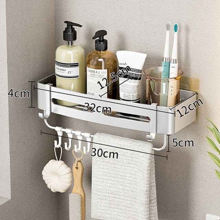 Black Bathroom Shelf Bathroom Non Perforated Toilet Toilet Washstand Shower Room Wall Hanging Storage Triangle Basket