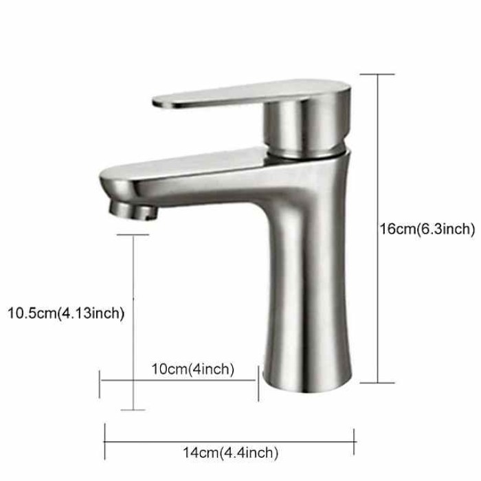 Bathroom Sink Faucet,Stainless Steel Matte Black/Brushed Single Handle One Hole Bath Taps with Hot and Cold Switch