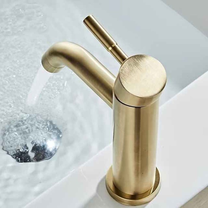 Bathroom Sink Faucet - Waterfall Brushed Centerset Single Handle One HoleBath Taps