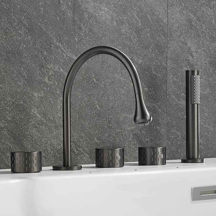 Bathtub Faucet - Contemporary Electroplated Roman Tub Brass Valve Bath Shower Mixer Taps