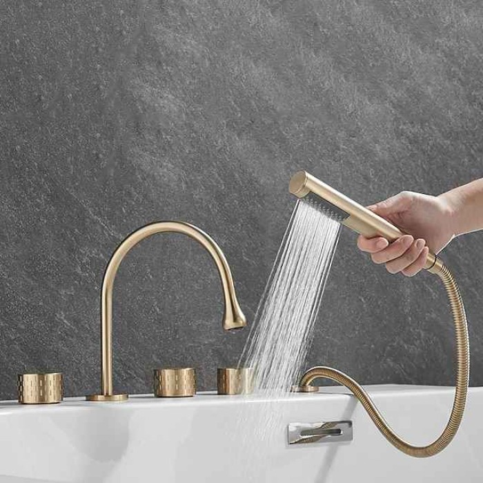 Bathtub Faucet - Contemporary Electroplated Roman Tub Brass Valve Bath Shower Mixer Taps