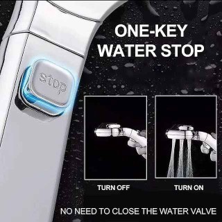 Shower Head 4 Mode Adjustable High Pressure Water Saving One-key Stop Water Handheld Pressurized Showerhead Bathroom Accessories(With 1.5m Water Pipe and Support)