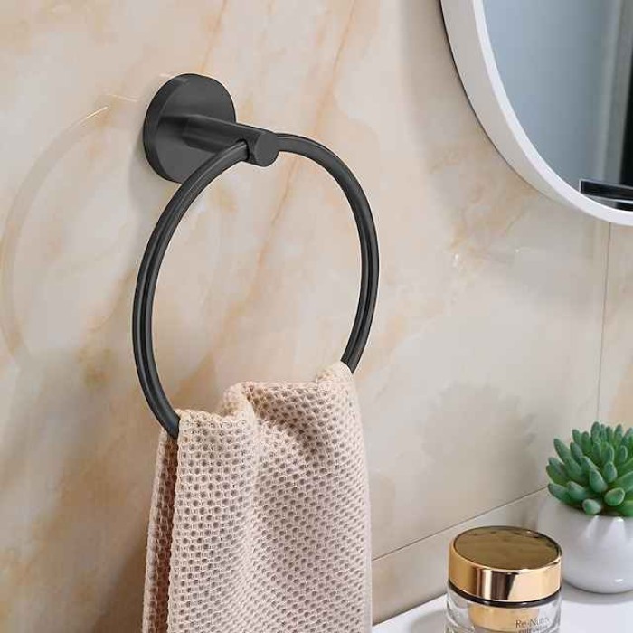 Towel Ring for Bathroom,Stainless Steel Hand Towel Holder Modern Circle Towel Hanger Round Towel Rack Wall Mounted(Black/Chrome/Golden/Brushed Nickel)