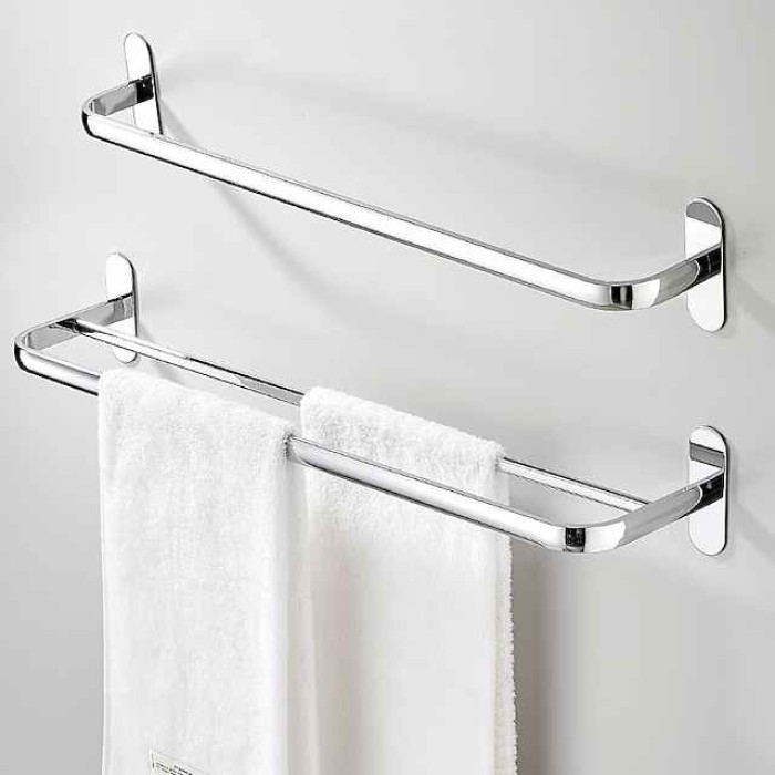 Non Perforated Towel Rack Stainless Steel Bathroom Pendant Bath Towel Hook Toilet Single Pole Double Pole Toilet Towel Bar