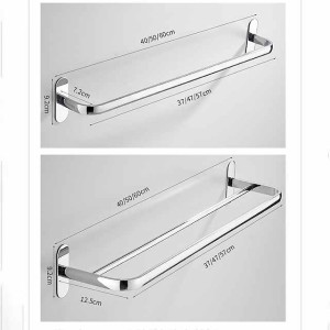 Non Perforated Towel Rack Stainless Steel Bathroom Pendant Bath Towel Hook Toilet Single Pole Double Pole Toilet Towel Bar