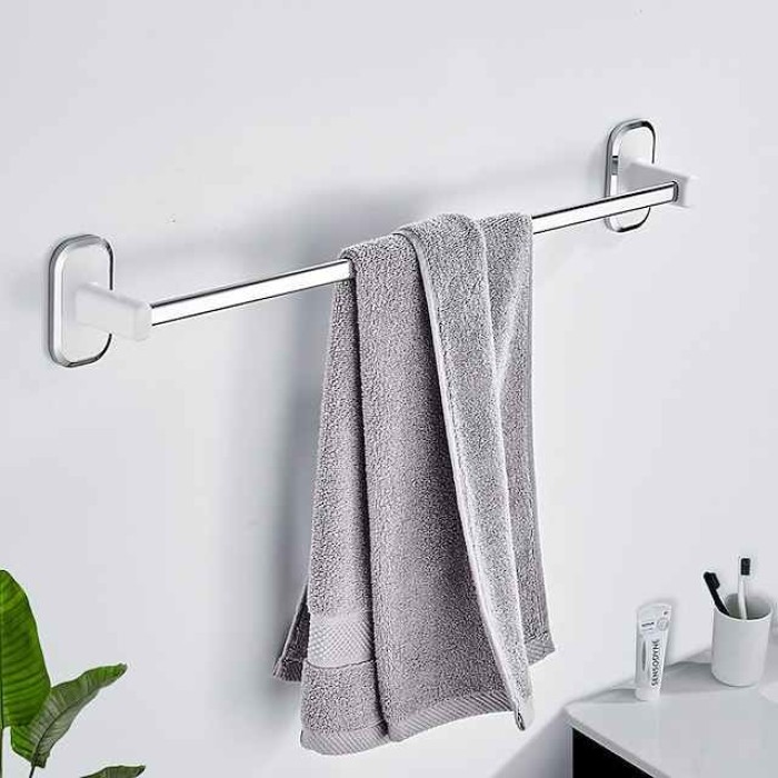 Towel Rack Stainless Steel Self-adhesive Bathroom Suction Cup Bathroom Hanger Toilet Hanger Plastic Wall Suction Single Bar Towel Bar Hole Free