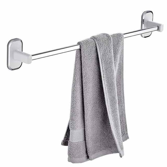 Towel Rack Stainless Steel Self-adhesive Bathroom Suction Cup Bathroom Hanger Toilet Hanger Plastic Wall Suction Single Bar Towel Bar Hole Free