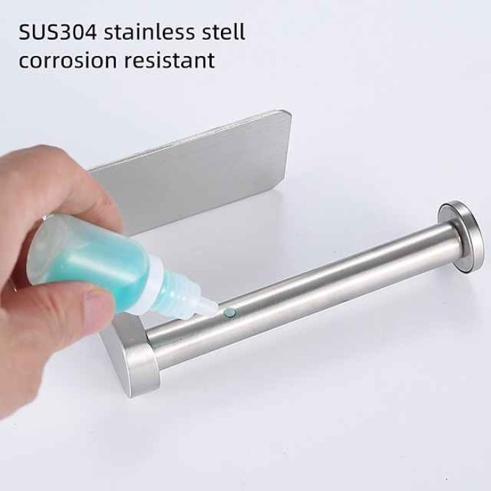 Toilet Paper Holder for Bathroom Self-adhesive 304 Stainless Steel Roll Paper Holder Paper Towel Holder Punch Free Wall Mounted Toilet Paper Holder Bathroom Roll Paper Holder