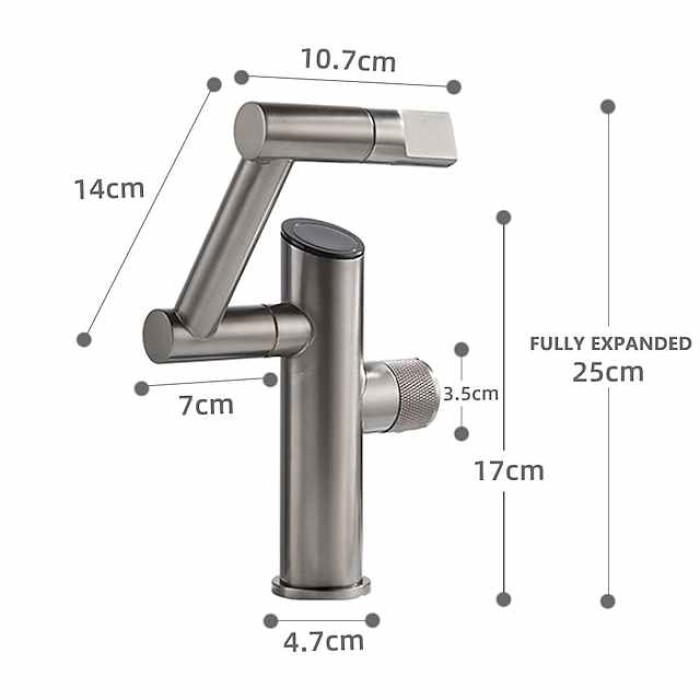 Bathroom Sink Faucet,Digital Display Multifunctional Washbasin Faucet,Brass Single Handle One Hole Rotatable Bath Tap(White/Gun Grey/Black)