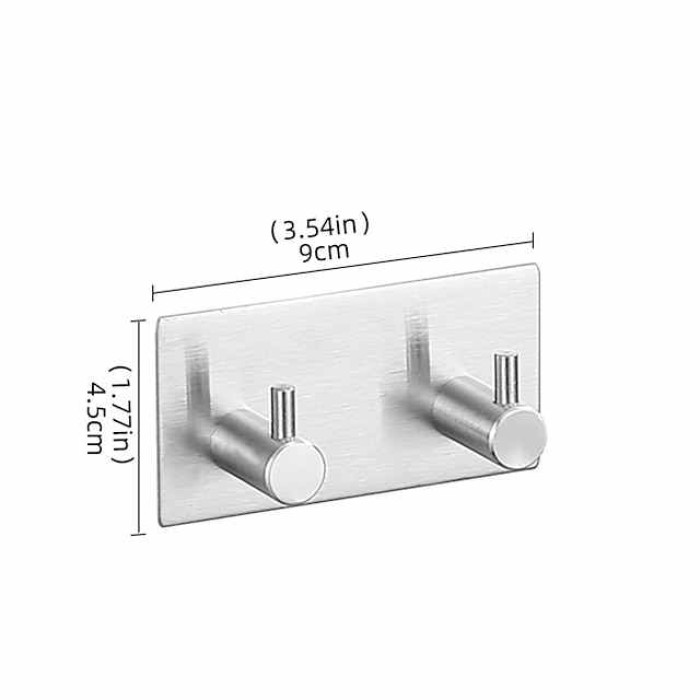 Wall Hooks Self-adhesive Robe Hooks Bathroom 304 Stainless Steel Hook Kitchen Bathroom Hook Punch Free Single Hook Door Rear Metal Coat Hook