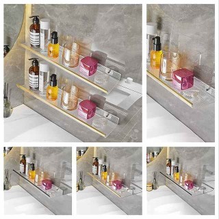 Black/Gold Acrylic Bathroom Shelf Perforated Free Toilet Washstand Toilet Wall Mounted Storage Rack