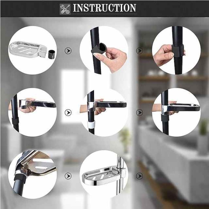 Shower Rail Soap Dish Box Soap Holder Soap Pallet Shower Rod Slide Bar ABS Chrome for Sliding Bar Bathroom Tray Soap Box Slide Bar Soap Dish Holder Replacement Soap Pallet