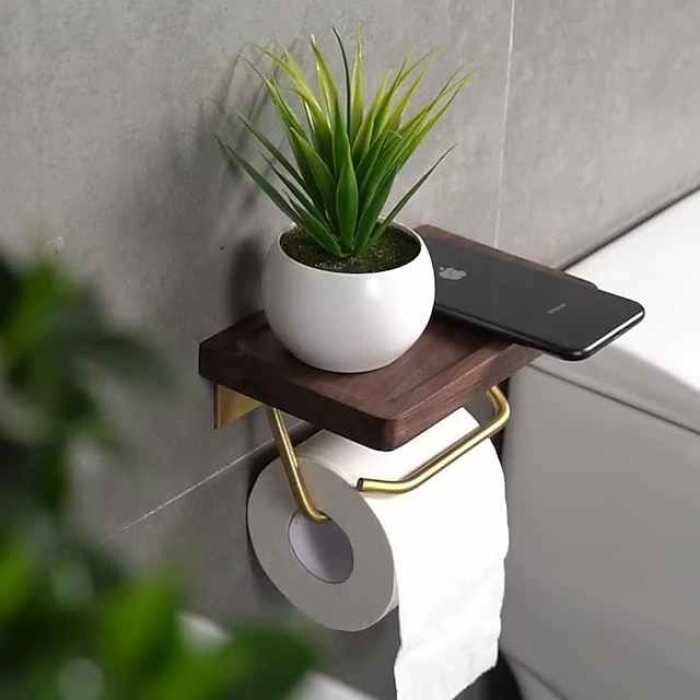 Walnut Toilet Tissue Holder Punch Free Toilet Solid Wood Paper Holder Cross Border Mobile Phone Toilet Paper Holder