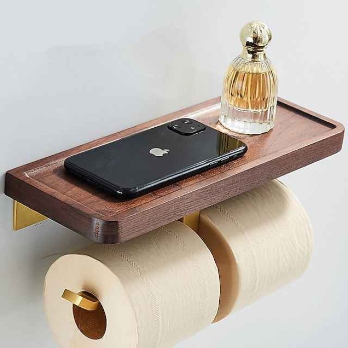 Walnut Toilet Tissue Holder Punch Free Toilet Solid Wood Paper Holder Cross Border Mobile Phone Toilet Paper Holder