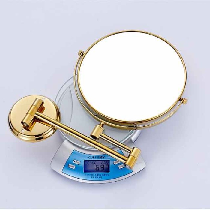 Wall Mounted Makeup Mirror with 3X Magnification, Double Sided Vanity Magnifying Mirror, Cosmetic Mirror Swivel Extendable Shaving Mirror for Bathroom, Ti-Gold