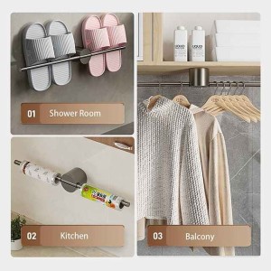 Bathroom Towel Bar Perforated Free Space Aluminum Towel Rack Extremely Simple Light Luxurious Towel Storage