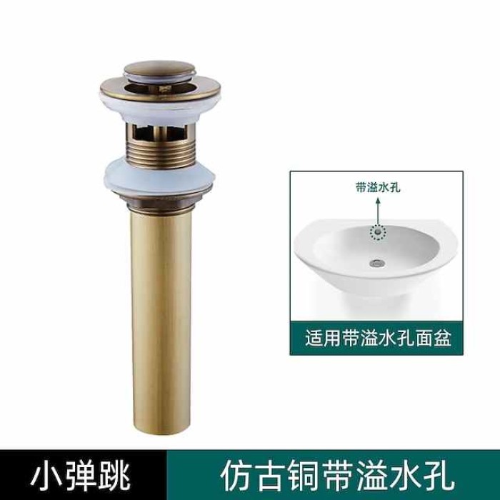 Engraved Antique Brass Pop Up Bathroom Sink Drain Strainer Stopper no Overflow Hole Kitchen Basin Sink Bottle Trap Drainer