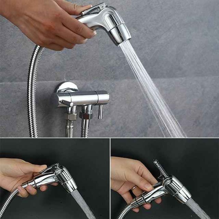 Handheld Toilet Bidet Sprayer Set Kit Stainless Steel Hand Bidet Faucet for Bathroom Handheld Shower Head Nozzle Hose Set Toilet Sprinkler Docking Hand Shower Head Handheld Toilet Sprayer Accessories