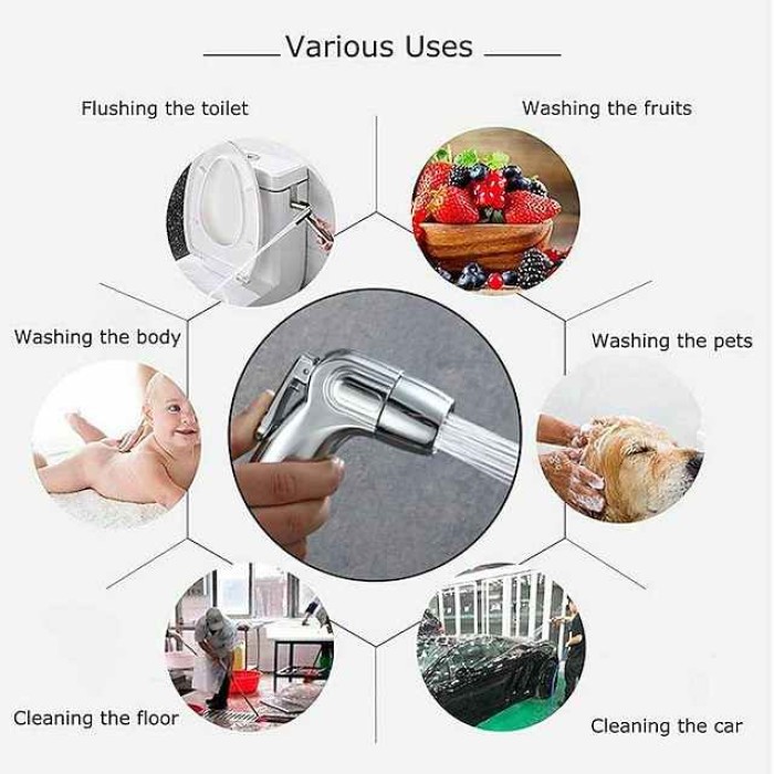 Handheld Toilet Bidet Sprayer Set Kit Stainless Steel Hand Bidet Faucet for Bathroom Handheld Shower Head Nozzle Hose Set Toilet Sprinkler Docking Hand Shower Head Handheld Toilet Sprayer Accessories