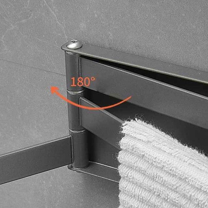 Towel Rack New Punch-Free Iron Art Can Be Rotated 180 Degrees Towel Bar Toilet Hanging Towel Rack Single-Pole Multi-Pole Bathroom