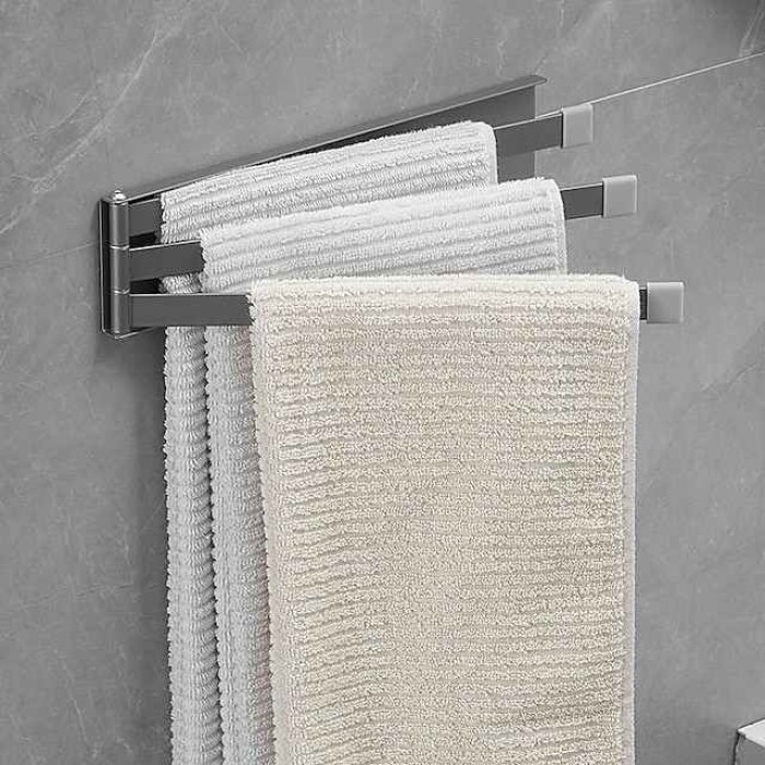 Towel Rack New Punch-Free Iron Art Can Be Rotated 180 Degrees Towel Bar Toilet Hanging Towel Rack Single-Pole Multi-Pole Bathroom