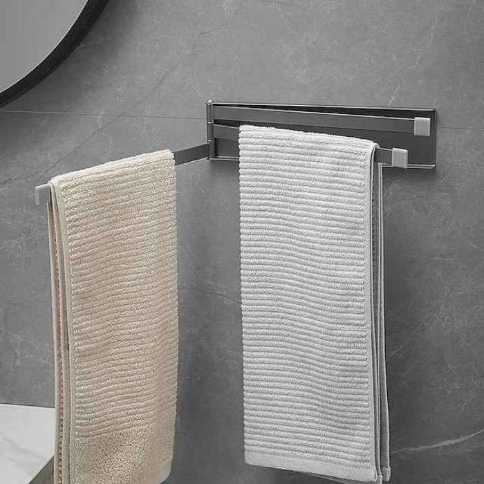 Towel Rack New Punch-Free Iron Art Can Be Rotated 180 Degrees Towel Bar Toilet Hanging Towel Rack Single-Pole Multi-Pole Bathroom