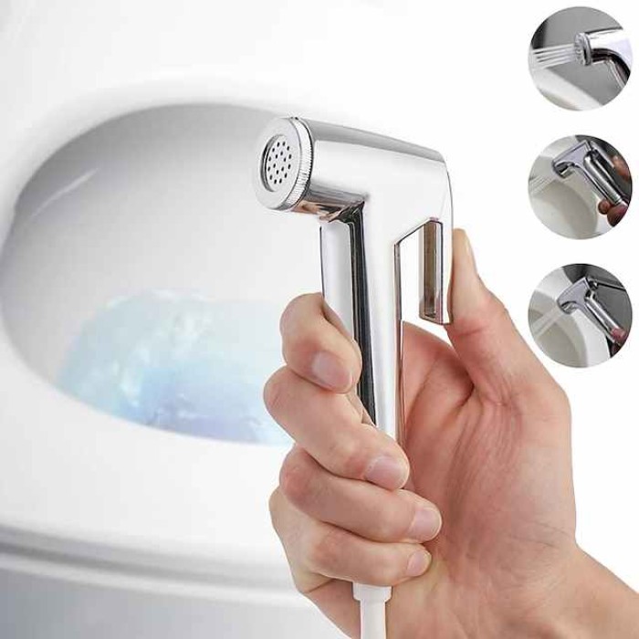 Bathroom Handheld Shower Bidet Shattaf Sprayer Set Wall Mount, Home Wash Toilet Hand Held Bidet Shower Spray Wall Bracket Hose Diaper Cleaning