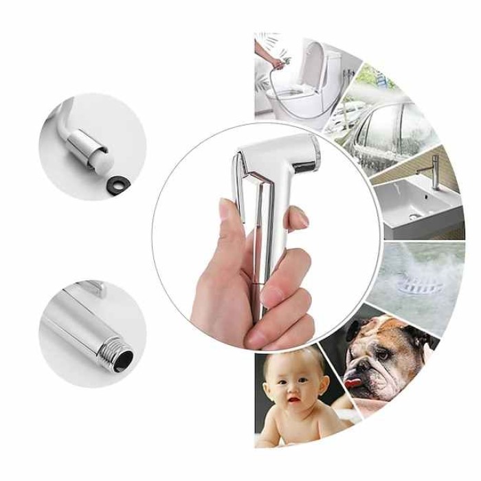 Bathroom Handheld Shower Bidet Shattaf Sprayer Set Wall Mount, Home Wash Toilet Hand Held Bidet Shower Spray Wall Bracket Hose Diaper Cleaning