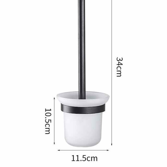 Non Perforated Toilet Brush Rack Wall Hung Bathroom Wall Hung Black Space Aluminum Glass Toilet Toilet Cleaning Suit Toilet