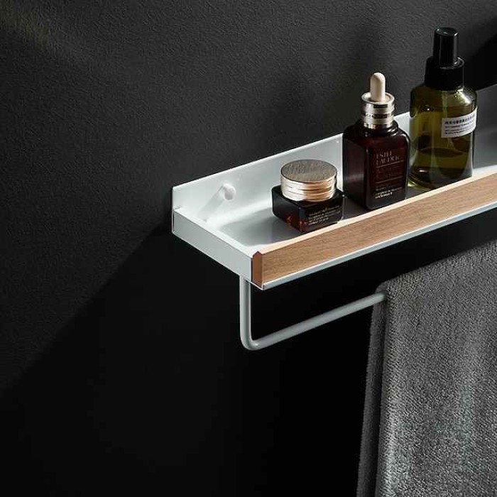 Bathroom Shelves Wall Mounted Beech Space Aluminum Shower Shelf Storage Organizer Rack Bathroom Kitchen Bathroom Hardware Pendant Shower Rack Corner Shelf 1pc