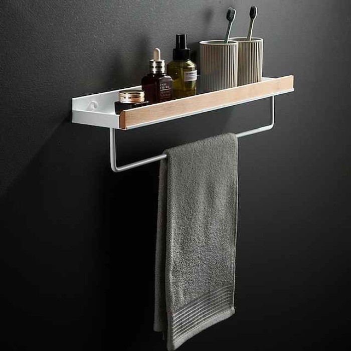 Bathroom Shelves Wall Mounted Beech Space Aluminum Shower Shelf Storage Organizer Rack Bathroom Kitchen Bathroom Hardware Pendant Shower Rack Corner Shelf 1pc