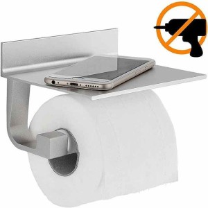 Toilet Paper Holder No Drilling Required Toilet Paper Holder with Shelf Self-Adhesive Toilet Roll Holder with Patented Adhesive Toilet Roll Holder Wall Mounted for Kitchen and Bathroom