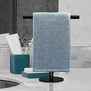 Hand Towel Holder Stand for Bathroom Vanity Countertop Matte Black T-Shape Towel Bar Rack Stand Towel Bar for Bathroom Kitchen