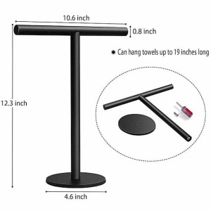 Hand Towel Holder Stand for Bathroom Vanity Countertop Matte Black T-Shape Towel Bar Rack Stand Towel Bar for Bathroom Kitchen