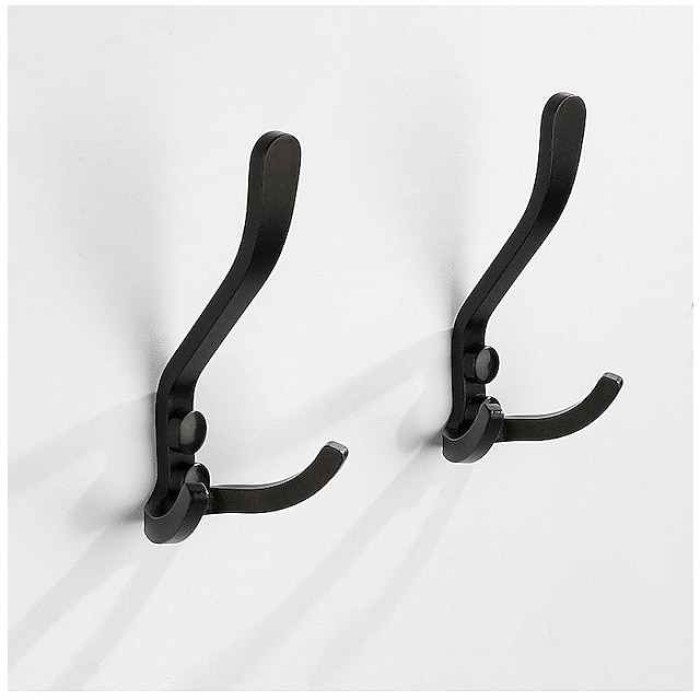 1pc Wall Hooks for Hanging Heavy Duty Black Coat Hooks Towel Hooks Hardware Single Hardware Bathroom Hook Kitchen Hook Aluminum Alloy Headphone Holder Hooks