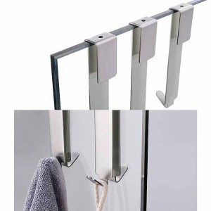 1pc Single/Double Hooks For Glass Shower Door, Over Shower Glass Door Hook 304 Stainless Steel Rack Hooks Towel Hooks Over The Bathroom Glass Wall