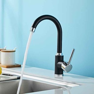 Kitchen Sink Mixer Faucet, Single Handle Vessel Taps with Hot and Cold Hose, Brass Water Taps One Hole Deck Mounted