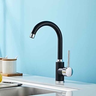 Kitchen Sink Mixer Faucet, Single Handle Vessel Taps with Hot and Cold Hose, Brass Water Taps One Hole Deck Mounted