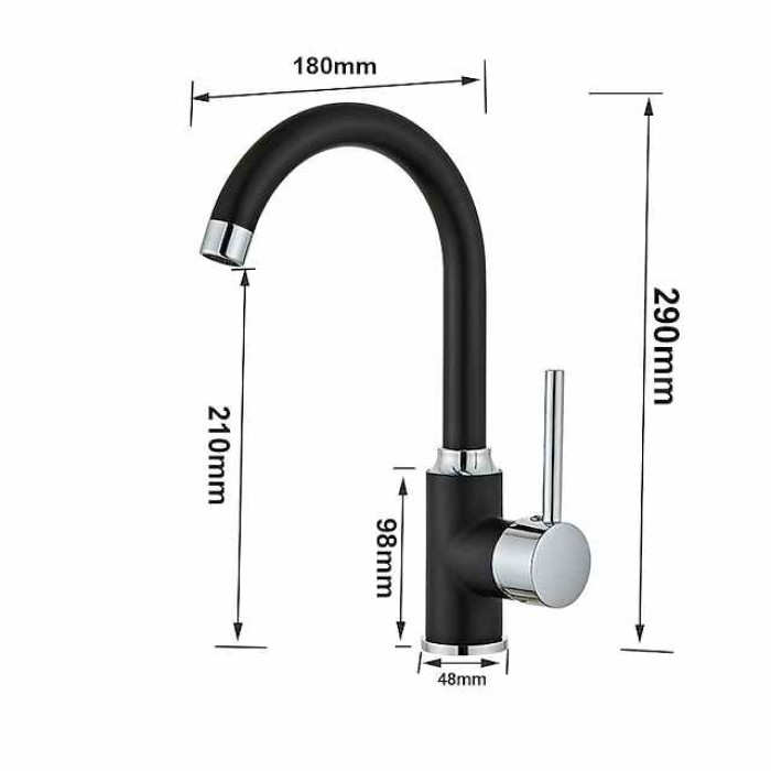 Kitchen Sink Mixer Faucet, Single Handle Vessel Taps with Hot and Cold Hose, Brass Water Taps One Hole Deck Mounted