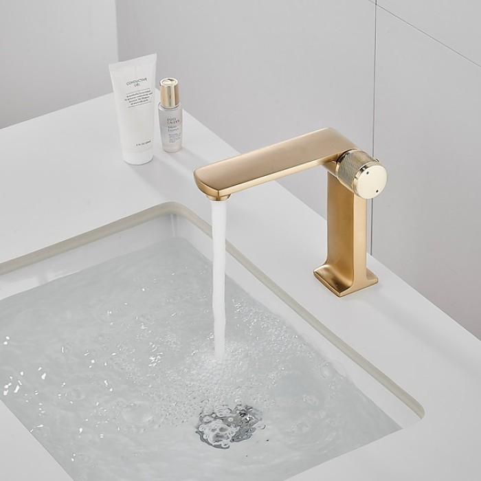 Basin Sink Mixer Taps, Bathroom Sink Faucet Single Handle One Hole Deck Mounted Vessel Water Tap with Hot and Cold Hose