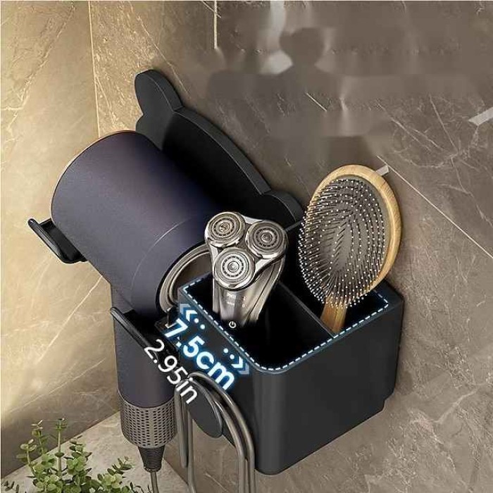 Household Hair Dryer Holder, ABS Material Bathroom Comb Razor Storage Rack, Hair Dryer Storage Rack