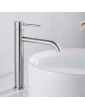 Bathroom Basin Sink Mixer Tap Stainless Steel, Tall Wash Basin Faucet Mono Counter Top Vessel Sink Taps with Hot and Cold Water Hose, Single Lever Handle Monobloc Washroom Vessel Basin Tap