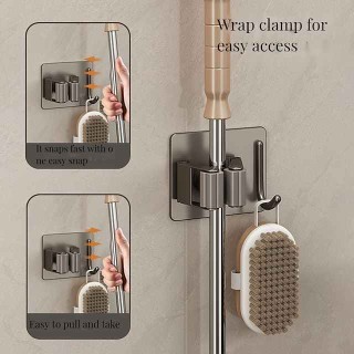 Mop Clip Hook Is Free Of Punching Simple Stainless Steel Broom Storage Fixture Wall-Mounted Mop Rack