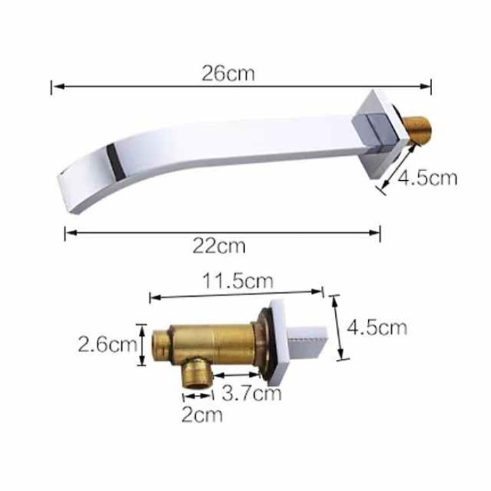 Wall Mounted Bathroom Sink Mixer Faucet Waterfall, Widespread Basin Taps Vintage Brass 2 Handles 3 Holes Washroom Wash Baxin Tap with Cold Hot Water Hose