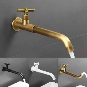 Wall Mounted Bathroom Sink Faucet Cold Only, 360 Swivel Brass Basin Taps, Single Handle One Hole Vessel Tap Washroom